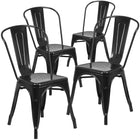 Flash Furniture Commercial Grade Black Metal Indoor-Outdoor Stackable Chair-Stack Quantity: 8