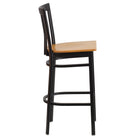 Flash Furniture HERCULES Series Black School House Back Metal Restaurant Barstool - Natural Wood Seat-School House Back Design
