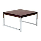 Wall Street 28" Accent/Corner Table with Chrome Frame, Espresso-Espresso Finish, Wood Veneer Top