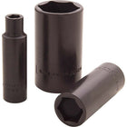 Gray Tools 1-1/8" X 1/2" Drive, 6 Point Deep Length, Black Impact Socket-Size: 1-1/8"