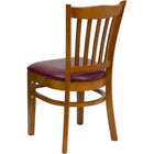 Flash Furniture HERCULES Series Vertical Slat Back Cherry Wood Restaurant Chair - Burgundy Vinyl Seat-Burgundy Vinyl Upholstered Seat