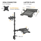 SHOPPINGALL Extra Tall Fully Adjustable Dual Monitor and Laptop Mount Stand with 31.5 inch Stand-up Pole for Laptop up to 17" Monitors up to 32" - SA-LH09L-Black-[DYNAMIC ARTICULATING ARMS & TALL POLE] Our arms offer +90° to -85° tilt, ±90° swivel, and 360° rotation for optimal viewing angles. The key highlight is the extra-tall 80cm / 31.5” pole, facilitating easy transition between sitting and standing positions.