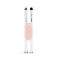 Poppin Dry Erase Marker Duo with Eraser - Black/Blue-Two bullet tip dry erase markers for use when writing on a dry erase board