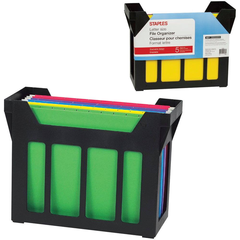 Staplets File Staples File Organizer with Hanging File Folders - Letter Size - Black ...