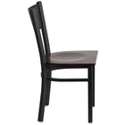 Flash Furniture HERCULES Series Black Grid Back Metal Restaurant Chair - Walnut Wood Seat-Grid Back Design