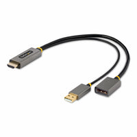 StarTech Active 4K HDMI 2.0 to DisplayPort 1.2 Adapter Cable - 1ft - Black/Grey-Connectors: 1 x HDMI 2.0, 1 x 4-pin USB 2.0 Type-A (Connector A), 1 x DisplayPort 1.2 (Connector B)