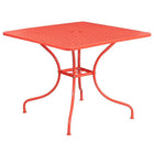 35.5'' Square Coral Indoor-Outdoor Steel Patio Table Set with 2 Square Back Chairs [CO-35SQ-02CHR2-RED-GG]-Designed for Indoor and Outdoor Use