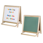 Crestline Magnetic Table Top Easel, Chalkboard/Whiteboard, 18.5" x 18"-Hinged at the top, it features full hardwood frames on each side