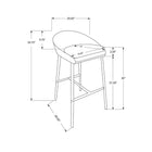 Monarch Specialties 2299 Barstool - Grey Fabric/Chrome Base/Bar Height - 2 Pack-Sleek chrome metal legs with foot rest for stable support