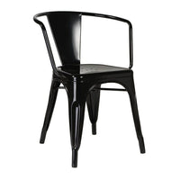 Nicer Furniture Stackable Industrial Tolix A Style Armchair - Black-Indoor/Outdoor Arm Chair