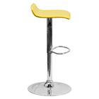 Flash Furniture Contemporary Yellow Vinyl Adjustable Height Barstool with Solid Wave Seat & Chrome Base-Yellow Vinyl Upholstery