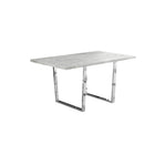 Monarch Specialties 1119 Dining Table - 36"X 60"/Grey Cement/Chrome Metal-GREY CEMENT, CHROME METAL
