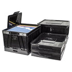 Storex Folding Storage Cube with Lid - Black - 4 Pack-10.5 x 17.25 x 14.25 inches