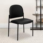 Flash Furniture Comfort Black Vinyl Stackable Steel Side Reception Chair-.75'' Leg Diameter