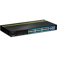 TRENDnet 24-Port 10/100Mbps Web Smart PoE Switch with 4 Gigabit Ports and 2 Mini-GBIC Slots-Reduces equipment cost by delivering data and power over existing network cables