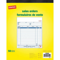 Staples Bilingual Sales Order Form - Triplicates - Carbonless - Staple Bound - 8" x 10" - 50 Forms-Ideal for tracking when products or services are ordered prior to delivery