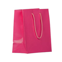 Jam Paper Gift Bags with Rope Handles - Medium - 8" x 10" x 4" - Fuchsia Glossy - 100 Pack-Color: Fuchsia