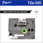 Brother Genuine TZe325 Laminated Tape for P-touch Label Makers - 9 mm wide x 8 m long - White on Black-Perfect for a variety of everyday labelling applications