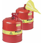 Justrite Type I Safety Cans without Funnel, 1 Qt, 4 5/8" x 8 1/4", Red-Compliant Type I Safety Cans are designed with a single spout for filling and pouring of all types of flammable liquids