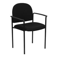Flash Furniture Fabric Stackable Steel Side Chair with Arms, Black-Stackable Guest Chair