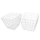 Cathay Importers Wire Square Basket, 12.5"W x 11.5"D x 10"H, White, 2 Pack-10"H x12.5"W x11.5"D