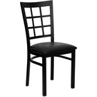 Flash Furniture HERCULES Series Black Window Back Metal Restaurant Chair - Black Vinyl Seat-500 lb. Weight Capacity