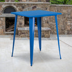 Flash Furniture 31.5" Square Blue Metal Indoor-Outdoor Bar Height Table-Top Size: 31.5" Square