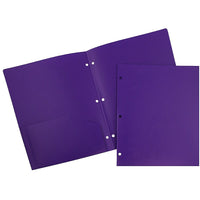 JAM Paper Plastic Heavy Duty 3 Hole Punched 2 Pocket School Folders, Purple, 108 Pack (383HHPPUA)-Material: plastic