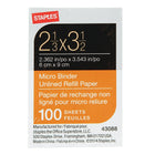 Staples Micro Binder Unlined Refill Paper - 2-1/3" x 3-1/2" - 100 Sheets-Specifically made for Micro Better Binders
