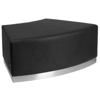 Flash Furniture HERCULES Alon Series Black Leather Backless Convex Chair with Brushed Stainless Steel Base-Modular Chair