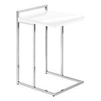 Monarch Specialties 3636 Accent Table - 25"H/Glossy White/Chrome Metal-Thick, rectangular tabletop in a glossy white finish is wide to offer a more generous surface