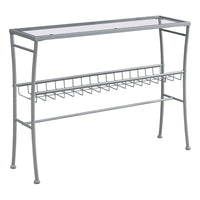 Monarch Specialties 2128 Accent Table - 42"L/Silver /Tempered Glass Hall Console-Spacious clear tempered glass rectangular table top to drop off your keys, mail, or place decorative objects