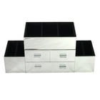Elegance Mirrored Jewelry Organizer With 3 Drawers And 7 Compartments-A diamond shape glass drawer knob adds the elegance touch to the space.