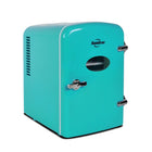Koolatron Retro Portable 6 Can Thermoelectric Mini Fridge Cooler - 4 L / 4.2 qts - Aqua-The retractable carry handle makes it easy to carry, and the removable shelf lets you organize your drinks and snacks