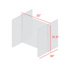 Mark Maker H Shaped Table Divider - 32" W x 31.5" H middle and two 30" W x 31.5" H sides 1/4" Clear Acrylic - no pass throughs-Made from 1/4” clear acrylic.