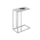Monarch Specialties 3037 Accent Table - White Metal With Frosted Tempered Glass-Can be used as an accent or snack table