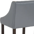 Flash Furniture Carmel Series 24" High Transitional Tufted Walnut Counter Height Stool - Light Grey Leather - 2 Pack-Footrest provides better sitting experience