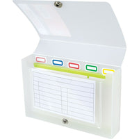 Staples White Index Card Box - 3" x 5"-Lid folds down flat to display cards