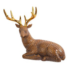 Truu Design Sitting Deer Figurine, 9.5 x 9 inches, Beige-Material: made of high-quality, durable and safe polyresin with a matte finish and gold-plated antlers will be a perfect addition to any room setting
