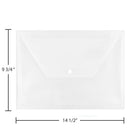 JAM Paper Plastic Envelopes with Snap Closure, Legal Booklet, 9.75 x 14.5, Clear Poly, 12 Pack (34830)-All styles available in booklet closure, button and string is also available in open end