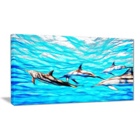Designart Family of Dolphins Ocean Art on Canvas, (PT2403-32-16)-Print