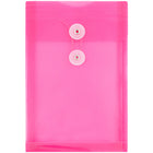 JAM Paper Plastic Envelopes with Button and String Tie - Open End - 6.25" x 9.25" - Magenta Pink Poly - 12 Pack -Colour: Magenta Pink