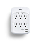 NXT Technologies NX54321-CA NX54321, 6-Outlet 2 USB Wall Tap, 1200 Joules, White-6 standard outlets with 2 USB-A ports (3.1Amp)