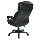 Work Smart Oversized Executive Faux Leather Chair with Padded Loop Arms, Black-Locking Tilt Control with Adjustable Tilt Tension