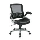 Work Smart Screen Back and Bonded Leather Seat Manager's Chair, Black-Breathable Screen Back with Built-In Lumbar Support