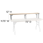 Flash Furniture 72" x 12" x 12" Birchwood Bar Top Riser with Silver Legs-Knob Adjusting Bracket secures to support table