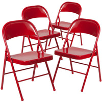 Flash Furniture Hercules Series Metal Folding Chair - Red - 4 Pack-Set of 4 Metal Folding Chairs