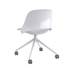 Humanscale Trea Office Chair with Casters - White-A contoured backrest gently pivots to follow the natural point of hip rotation, cradling the body's curves for lumbar support. The sitter can move freely and comfortably, without adjusting any mechanisms or dials