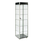Can-Bramar VS-602 Economy Glass Tower with Valence; Tempered Glass Sides w/5 Adjustable Glass Shelves, Aluminum Profiles-Tempered outside glass