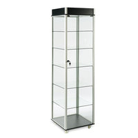 Can-Bramar VS-602 Economy Glass Tower with Valence; Tempered Glass Sides w/5 Adjustable Glass Shelves, Aluminum Profiles-Tempered outside glass